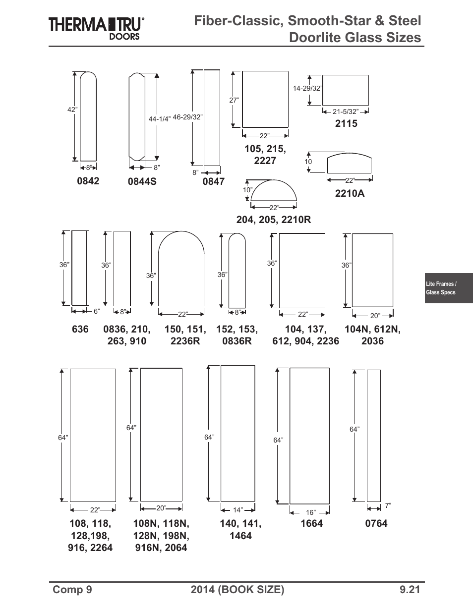Therma-Tru COMP 9 Lite Frames and Glass Specifications - Book Size User Manual | Page 21 / 24