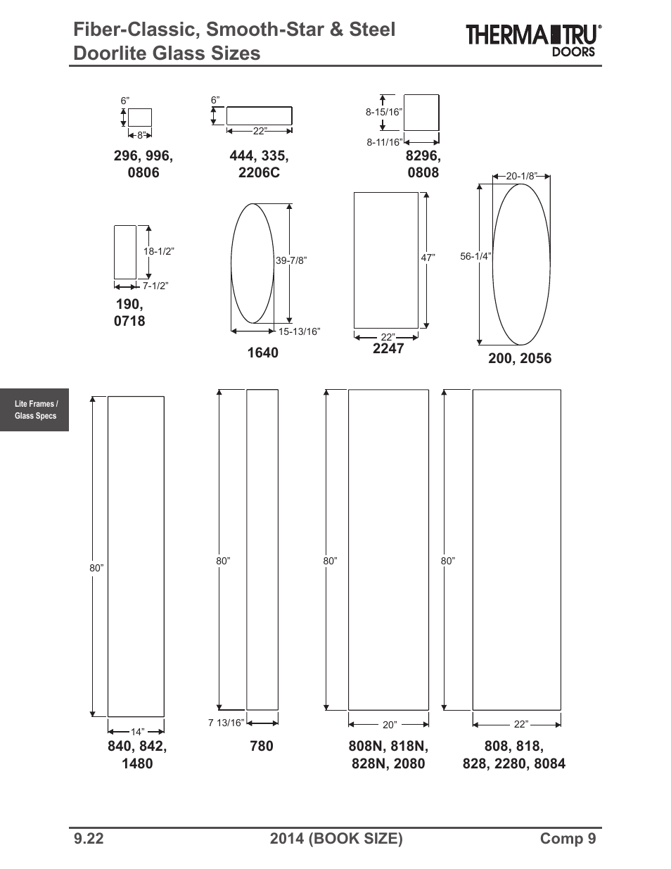Therma-Tru COMP 9 Lite Frames and Glass Specifications - Book Size User Manual | Page 22 / 24