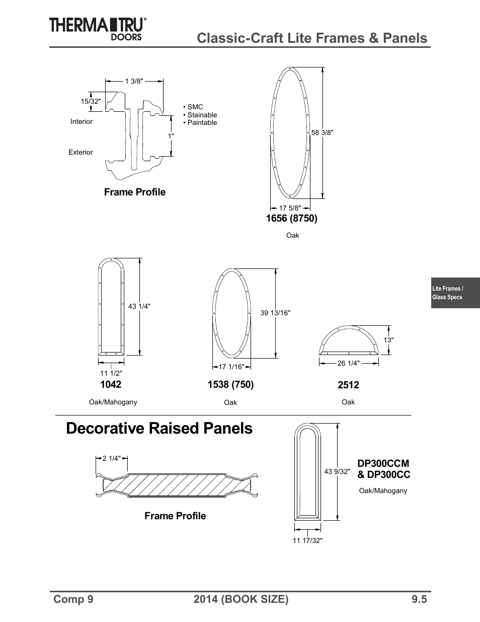Decorative raised panels, Classic-craft lite frames & panels | Therma-Tru COMP 9 Lite Frames and Glass Specifications - Book Size User Manual | Page 5 / 24