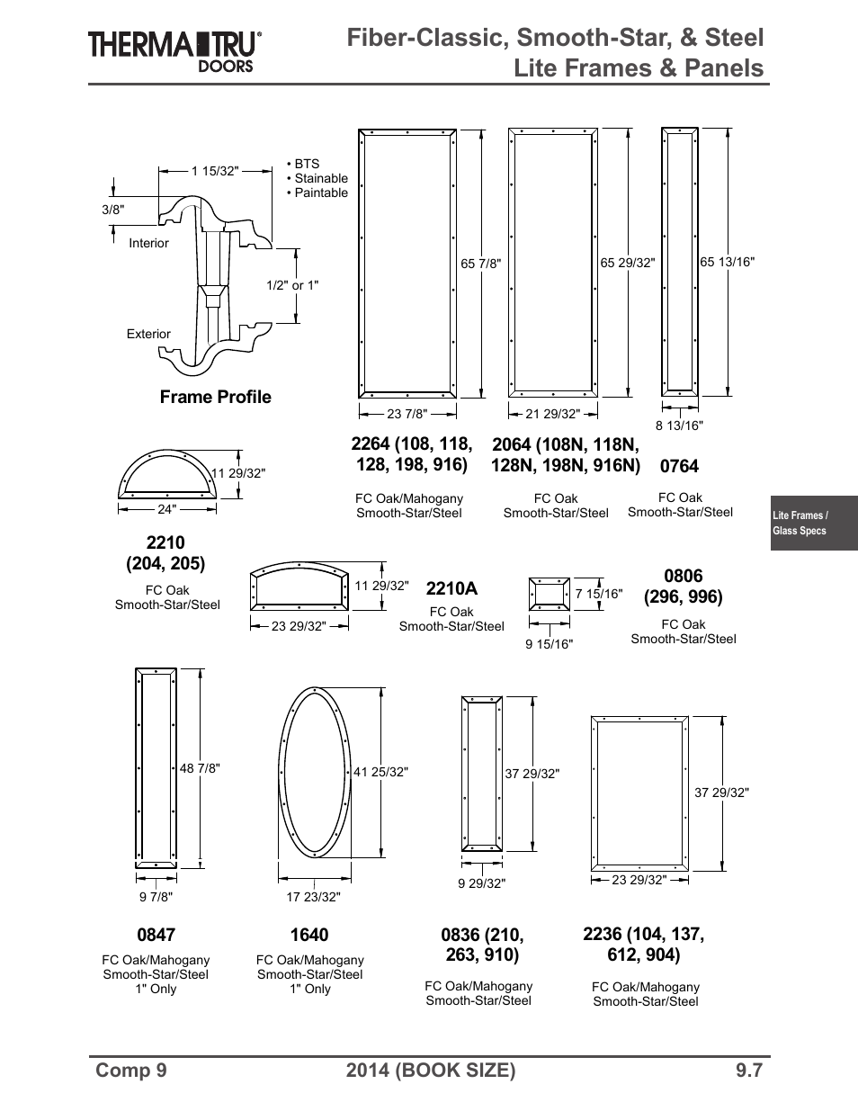 Frame profile, 2210a | Therma-Tru COMP 9 Lite Frames and Glass Specifications - Book Size User Manual | Page 7 / 24