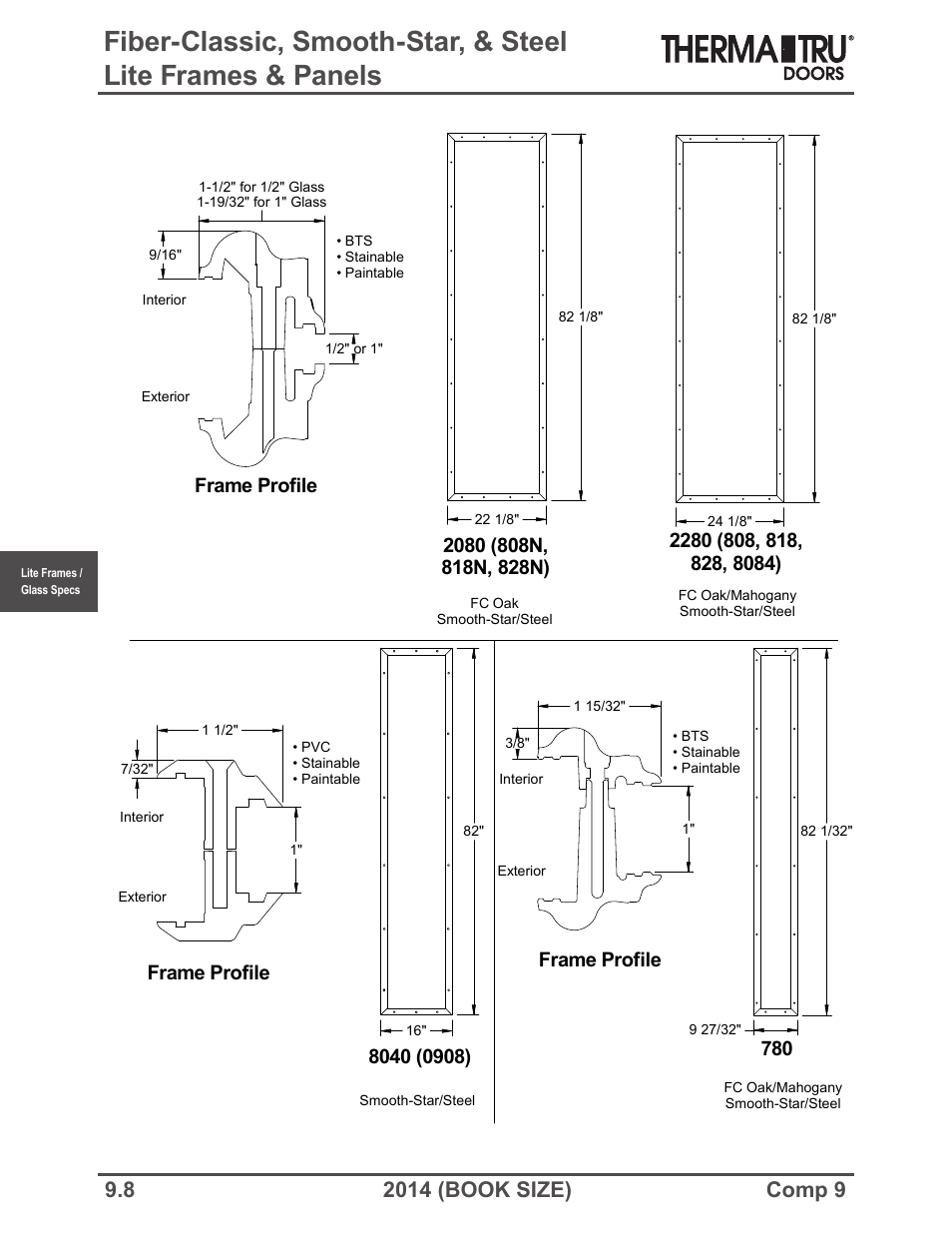 Frame profile | Therma-Tru COMP 9 Lite Frames and Glass Specifications - Book Size User Manual | Page 8 / 24