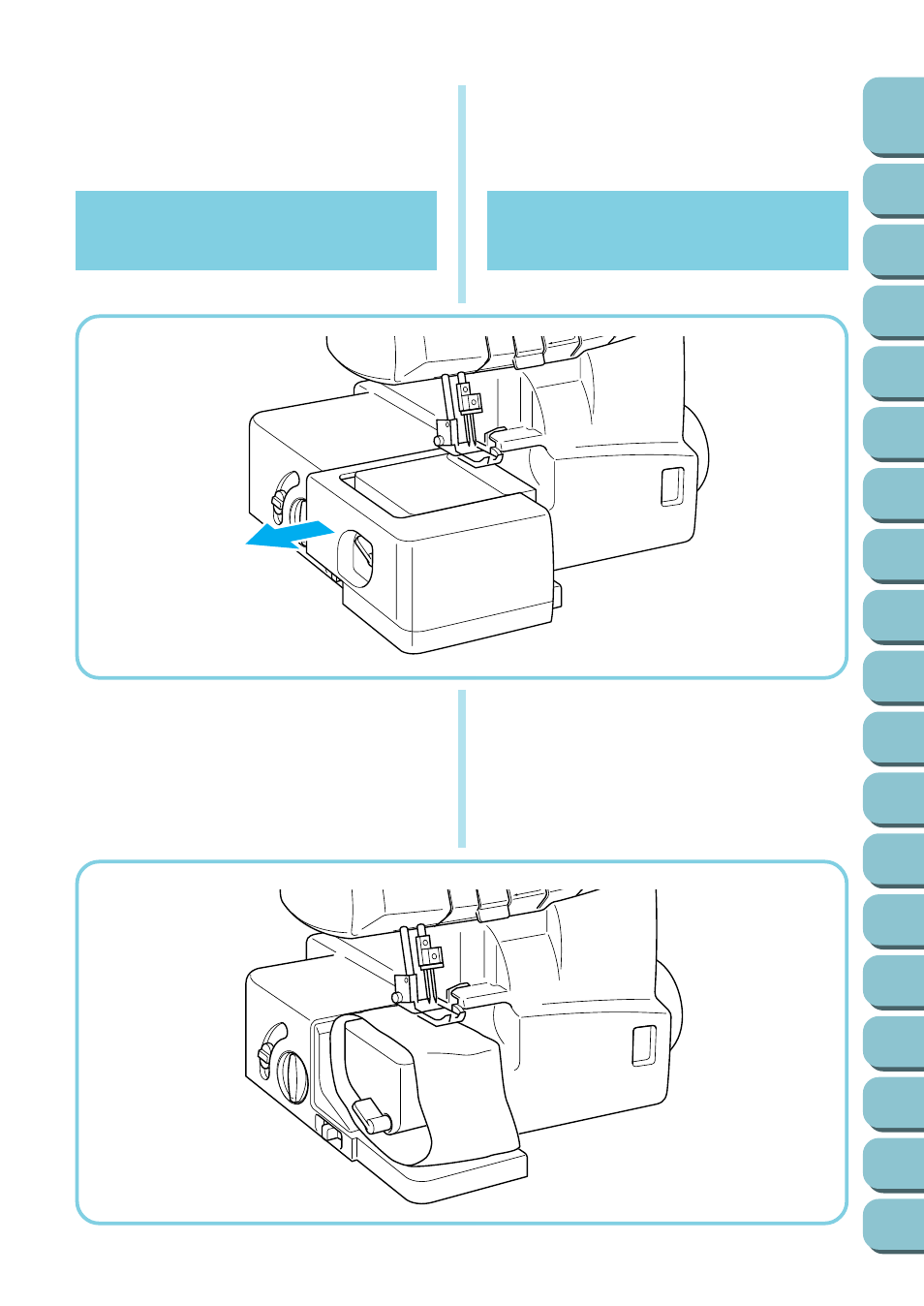 Removing the bed extension for free-arm sewing, Removing the bed extension, Extraiga el suplemento para la mesa | Brother UM 103D User Manual | Page 16 / 68