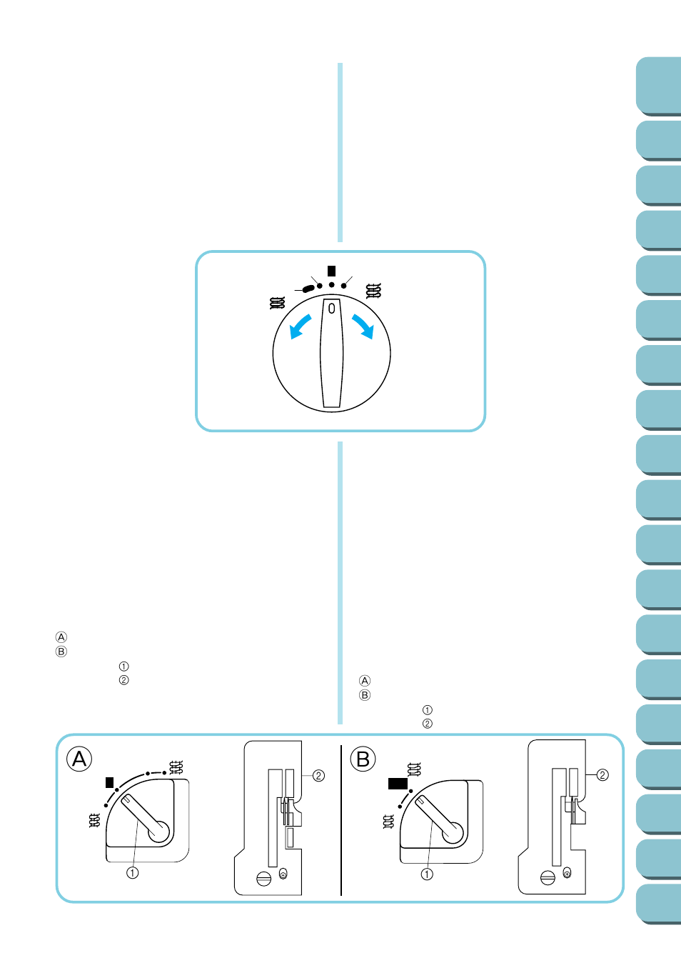 Ch3_stitch length, Stitch width, Stitch length | Chapter, Largo de puntada, Ancho de puntada | Brother UM 103D User Manual | Page 17 / 68