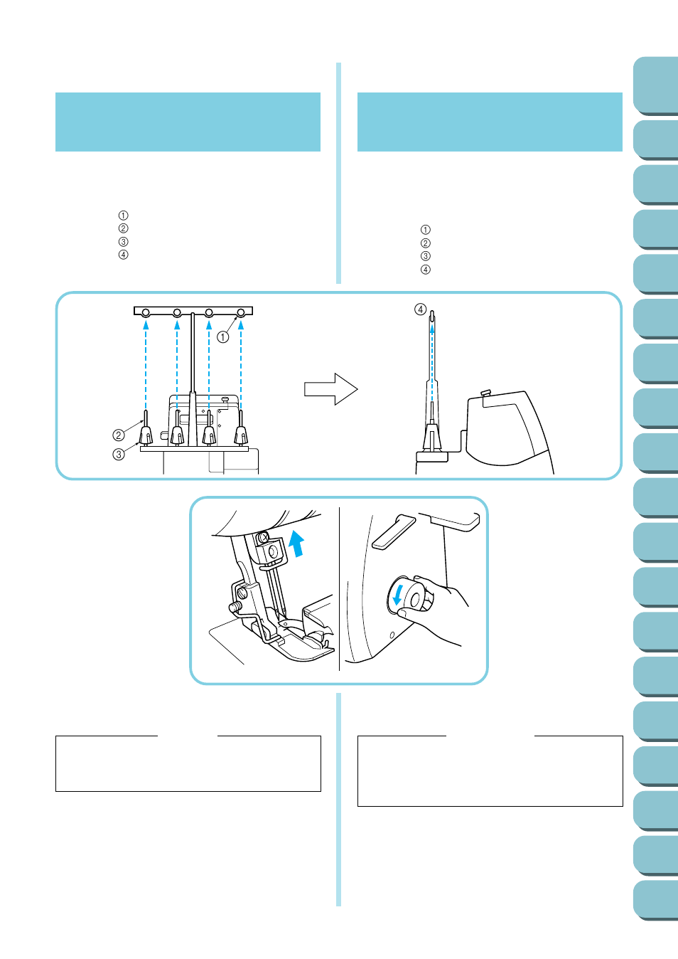 Ch5_before threading, Preparation before threading, Before threading | Chapter, Antes del enhebrado, Preparación antes del enhebrado | Brother UM 103D User Manual | Page 21 / 68