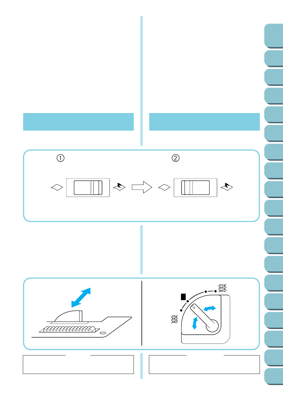 Ch15_upper knife and lower knife, Retracting upper knife, Upper knife and lower knife | Chapter, Cuchillas superior e inferior, Meter la cuchilla superior | Brother UM 103D User Manual | Page 62 / 68