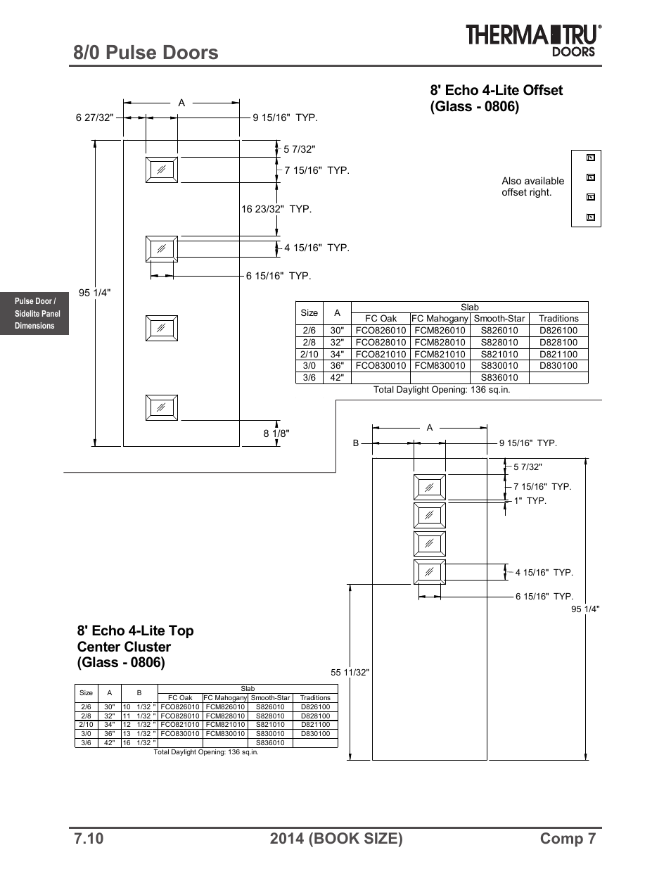 8/0 pulse doors | Therma-Tru COMP 7 Pulse Doors and Sidelites - Book Size User Manual | Page 10 / 20