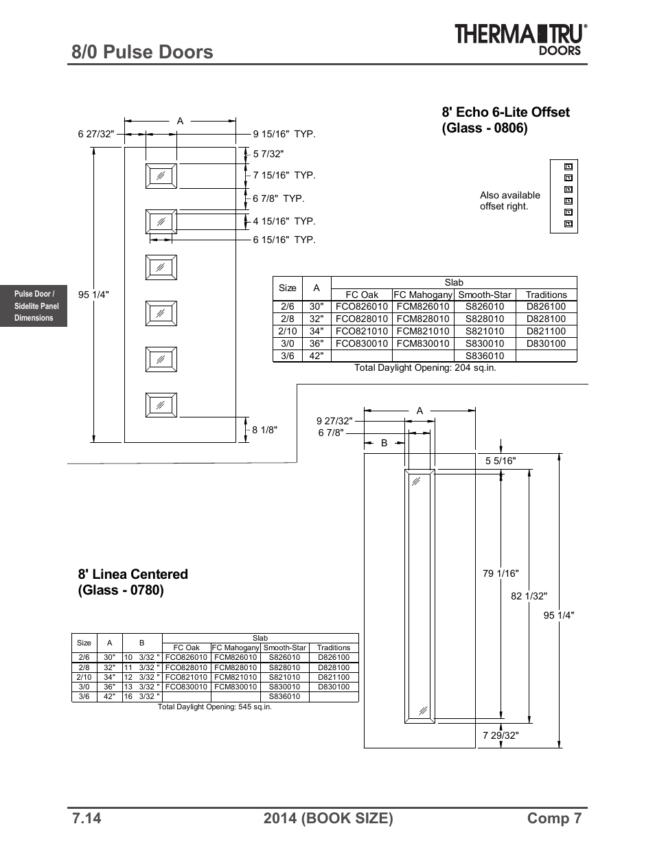 8/0 pulse doors | Therma-Tru COMP 7 Pulse Doors and Sidelites - Book Size User Manual | Page 14 / 20