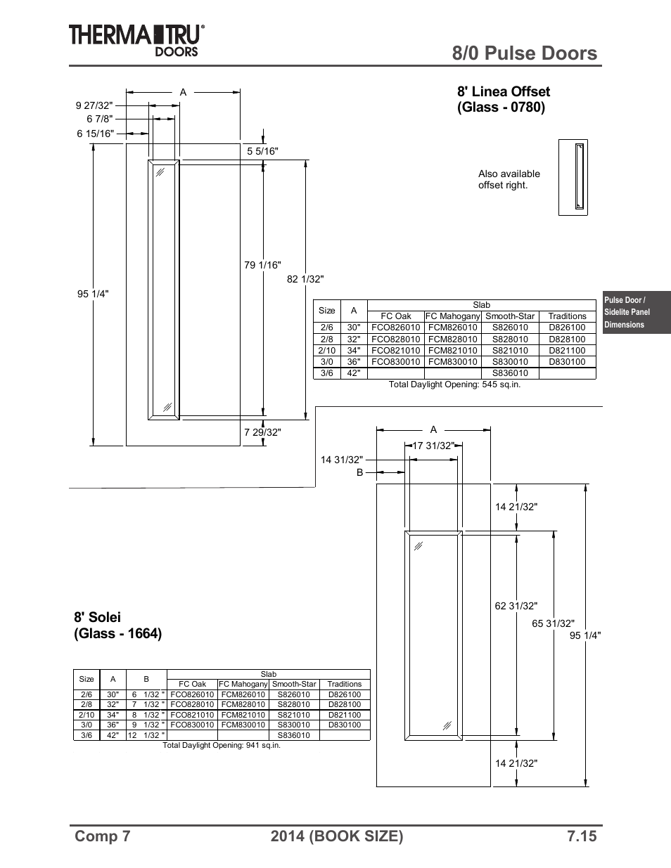 8/0 pulse doors | Therma-Tru COMP 7 Pulse Doors and Sidelites - Book Size User Manual | Page 15 / 20