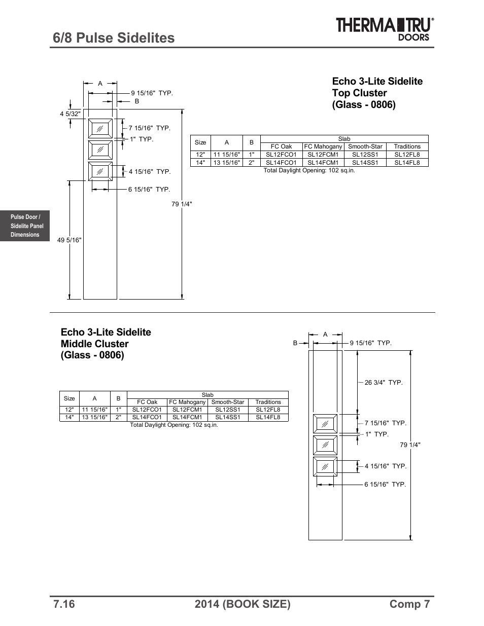 6/8 pulse sidelites | Therma-Tru COMP 7 Pulse Doors and Sidelites - Book Size User Manual | Page 16 / 20
