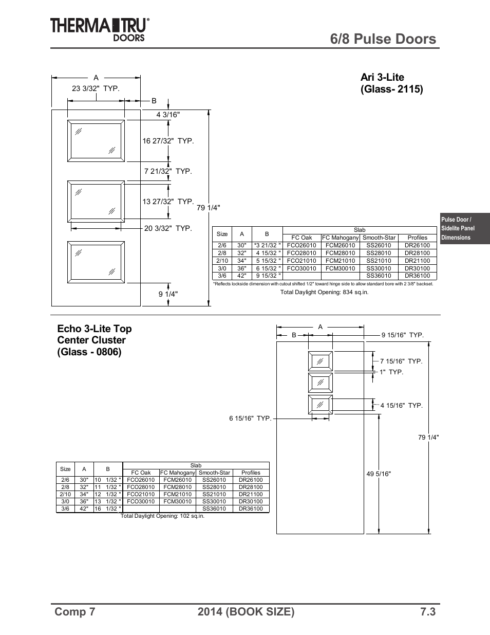 6/8 pulse doors | Therma-Tru COMP 7 Pulse Doors and Sidelites - Book Size User Manual | Page 3 / 20