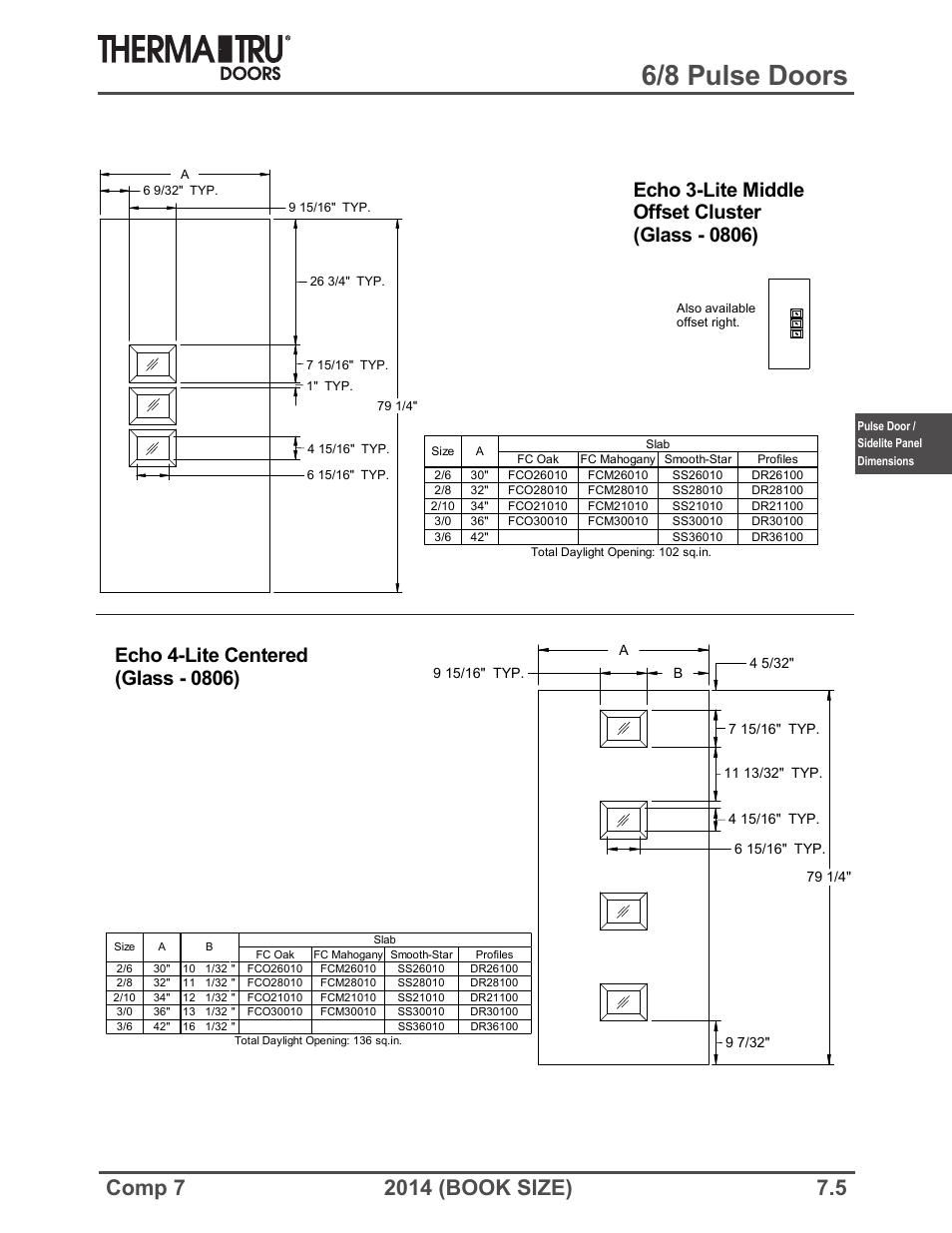 6/8 pulse doors | Therma-Tru COMP 7 Pulse Doors and Sidelites - Book Size User Manual | Page 5 / 20