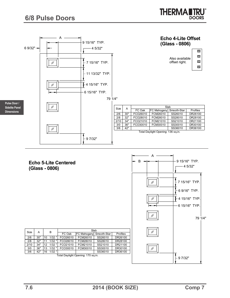 6/8 pulse doors | Therma-Tru COMP 7 Pulse Doors and Sidelites - Book Size User Manual | Page 6 / 20
