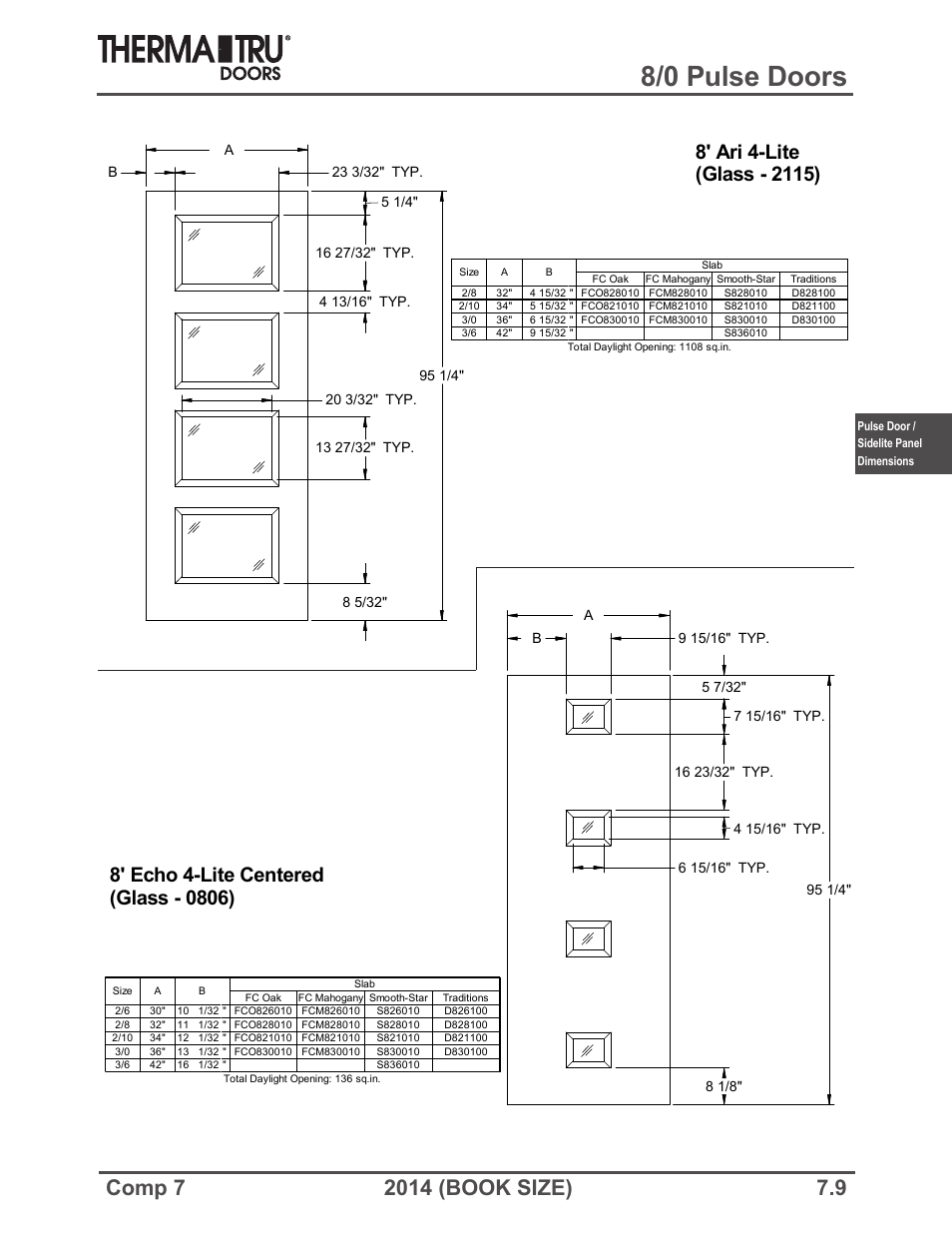 8/0 pulse doors | Therma-Tru COMP 7 Pulse Doors and Sidelites - Book Size User Manual | Page 9 / 20