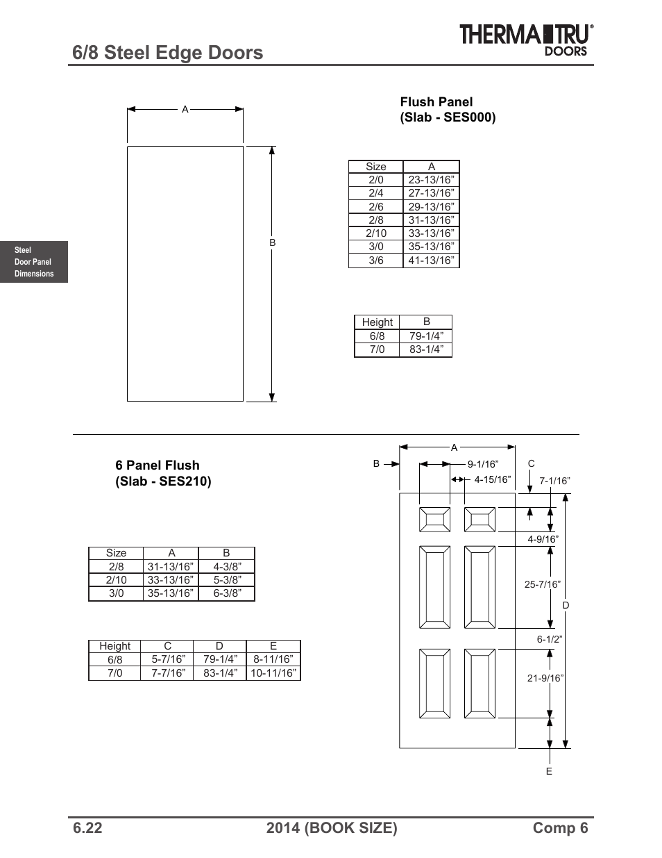 6/8 steel edge doors | Therma-Tru COMP 6 Steel Door Panel Dimensions - Book Size User Manual | Page 22 / 25