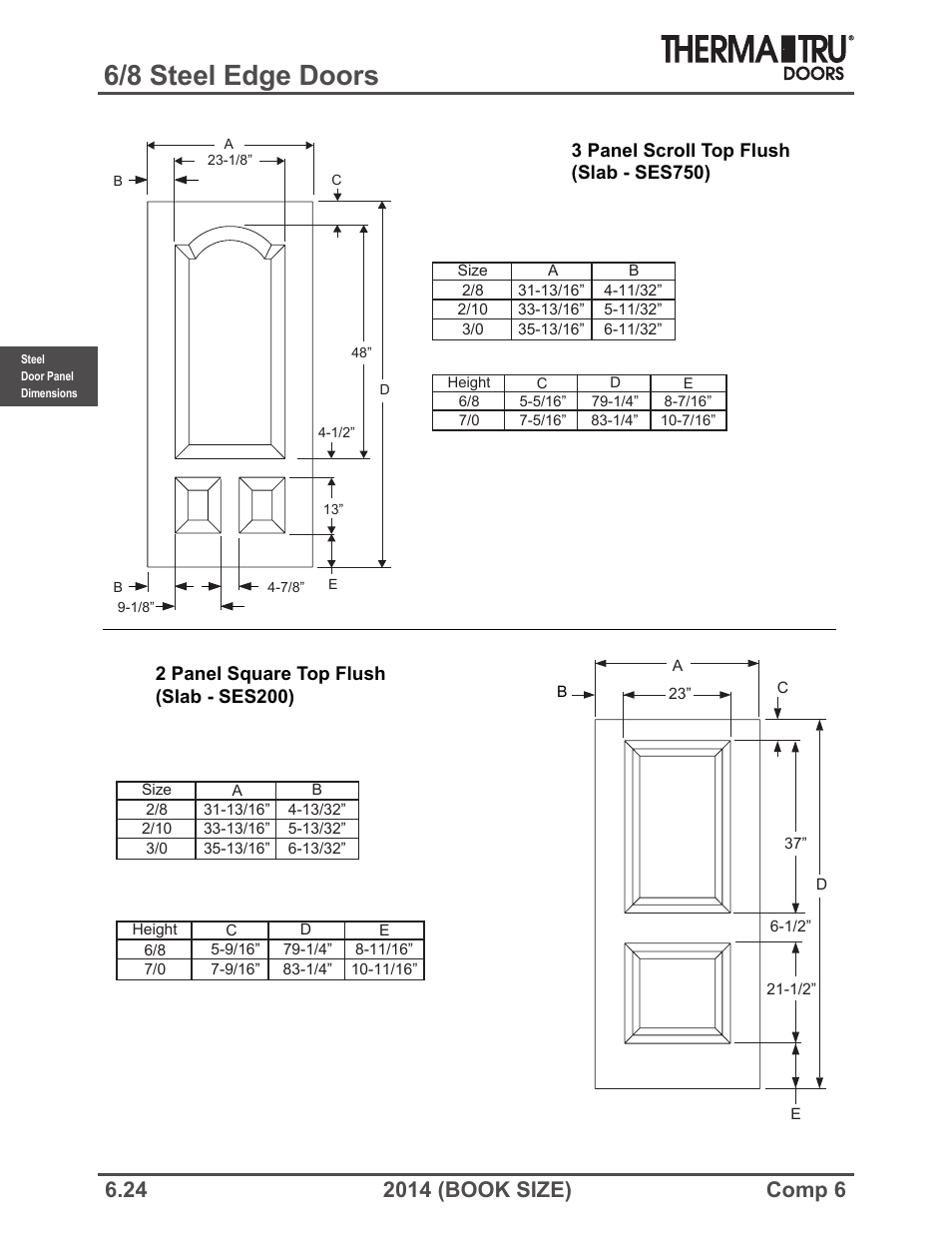 6/8 steel edge doors | Therma-Tru COMP 6 Steel Door Panel Dimensions - Book Size User Manual | Page 24 / 25