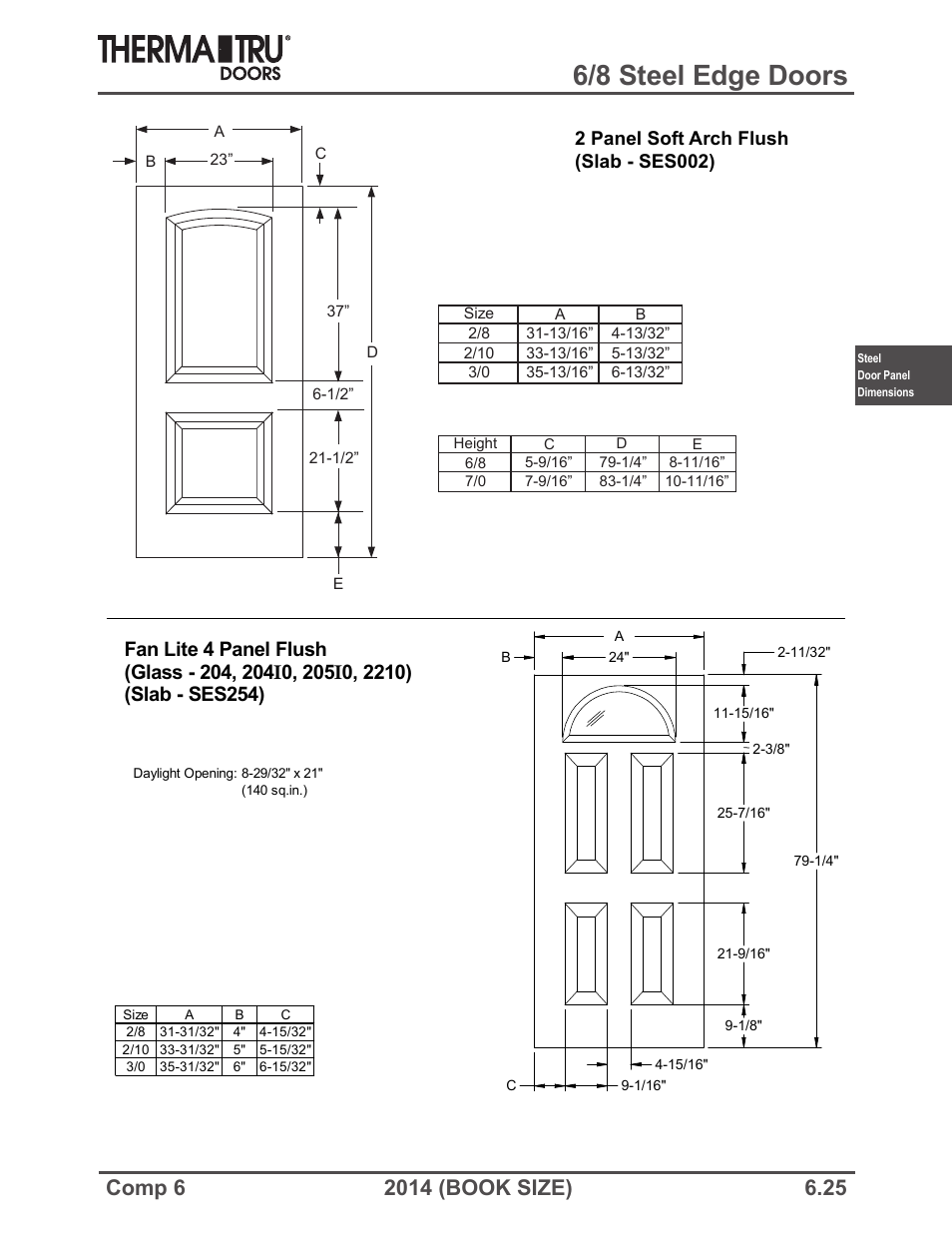 6/8 steel edge doors | Therma-Tru COMP 6 Steel Door Panel Dimensions - Book Size User Manual | Page 25 / 25