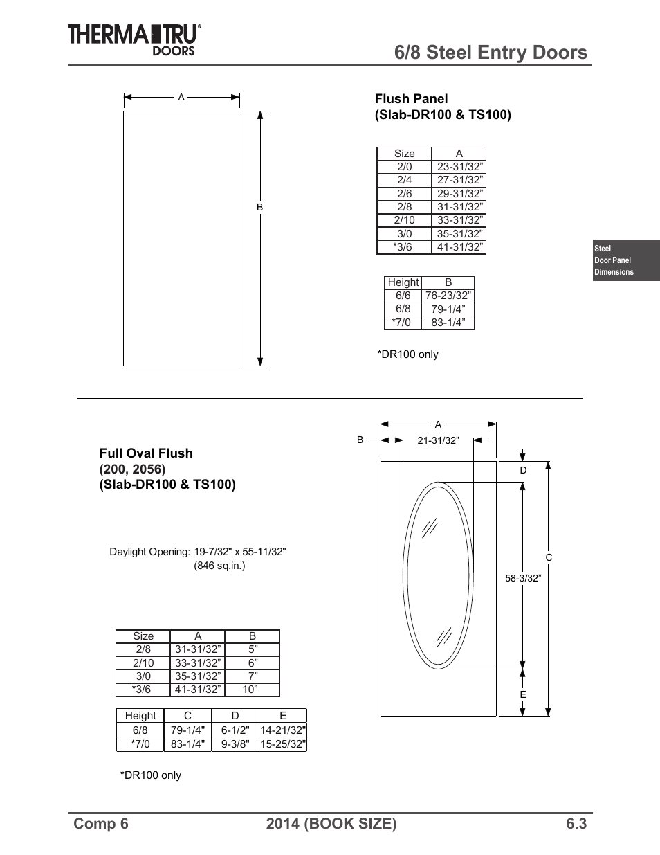 6/8 steel entry doors | Therma-Tru COMP 6 Steel Door Panel Dimensions - Book Size User Manual | Page 3 / 25