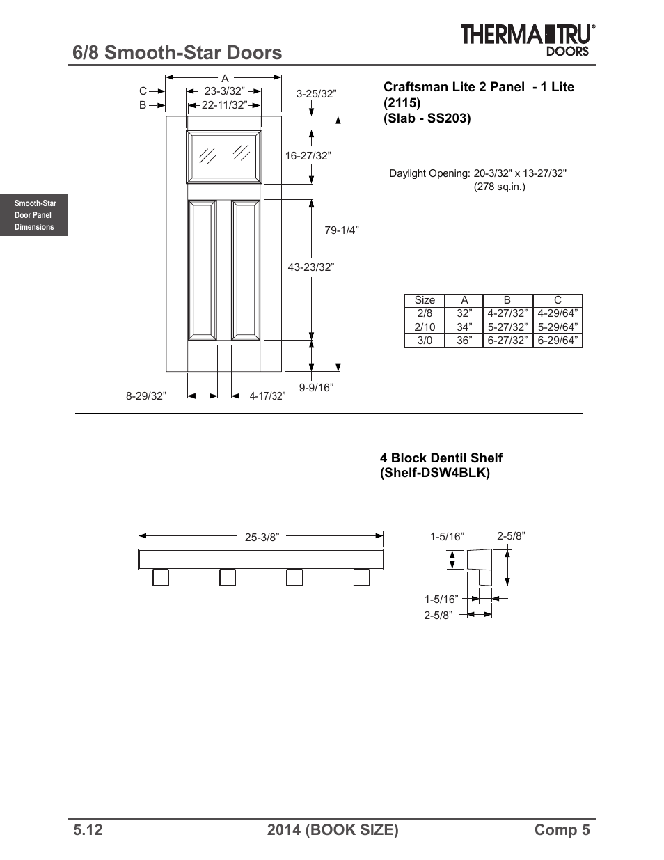 6/8 smooth-star doors | Therma-Tru COMP 5 Smooth-Star Door Panel Dimensions - Book Size User Manual | Page 12 / 36