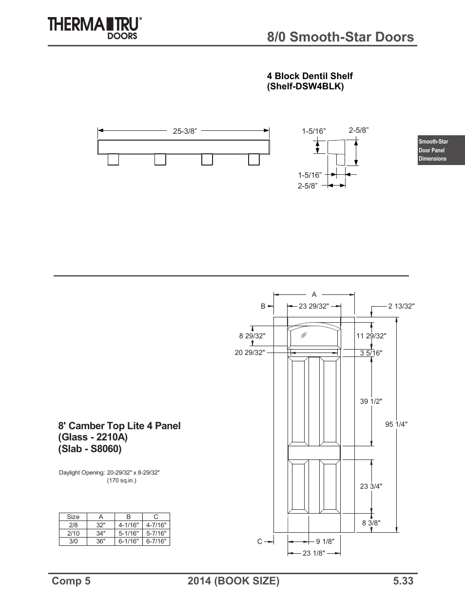 8/0 smooth-star doors | Therma-Tru COMP 5 Smooth-Star Door Panel Dimensions - Book Size User Manual | Page 33 / 36