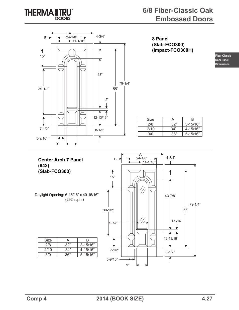 6/8 fiber-classic oak embossed doors | Therma-Tru COMP 4 Fiber-Classic Door Panel Dimensions - Book Size User Manual | Page 27 / 42