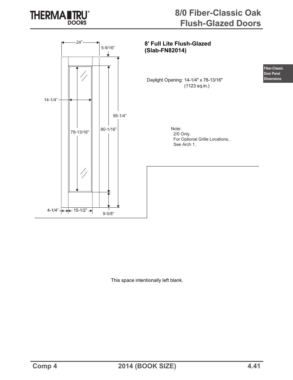 8/0 fiber-classic oak flush-glazed doors | Therma-Tru COMP 4 Fiber-Classic Door Panel Dimensions - Book Size User Manual | Page 41 / 42