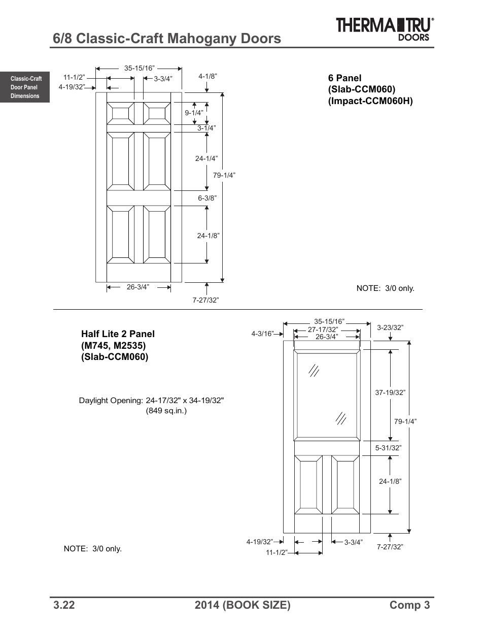6/8 classic-craft mahogany doors | Therma-Tru COMP 3 Classic-Craft Door Panel Dimensions - Book Size User Manual | Page 22 / 68