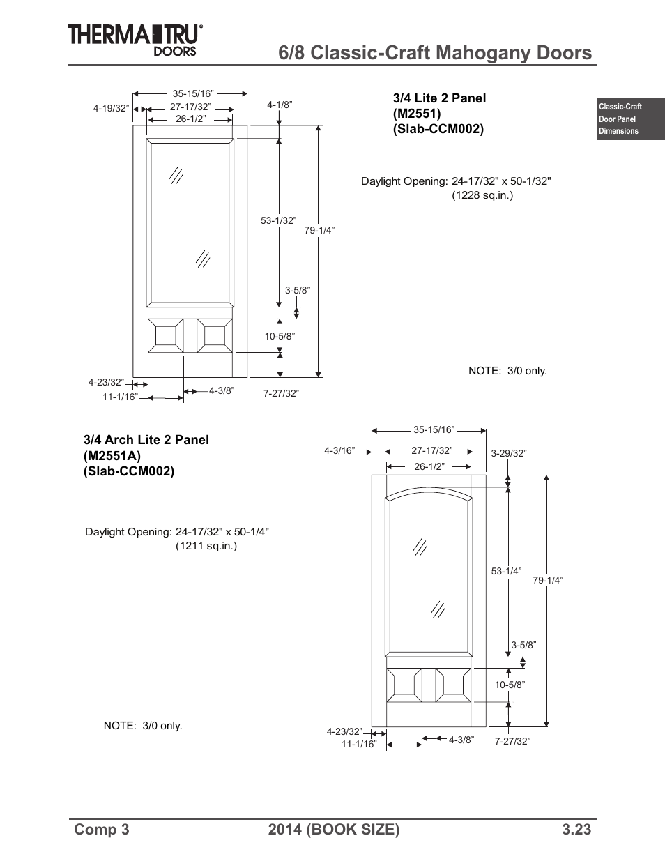 6/8 classic-craft mahogany doors | Therma-Tru COMP 3 Classic-Craft Door Panel Dimensions - Book Size User Manual | Page 23 / 68