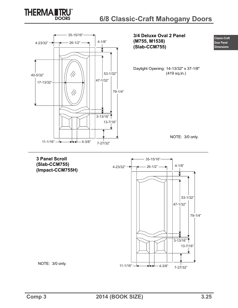 6/8 classic-craft mahogany doors | Therma-Tru COMP 3 Classic-Craft Door Panel Dimensions - Book Size User Manual | Page 25 / 68