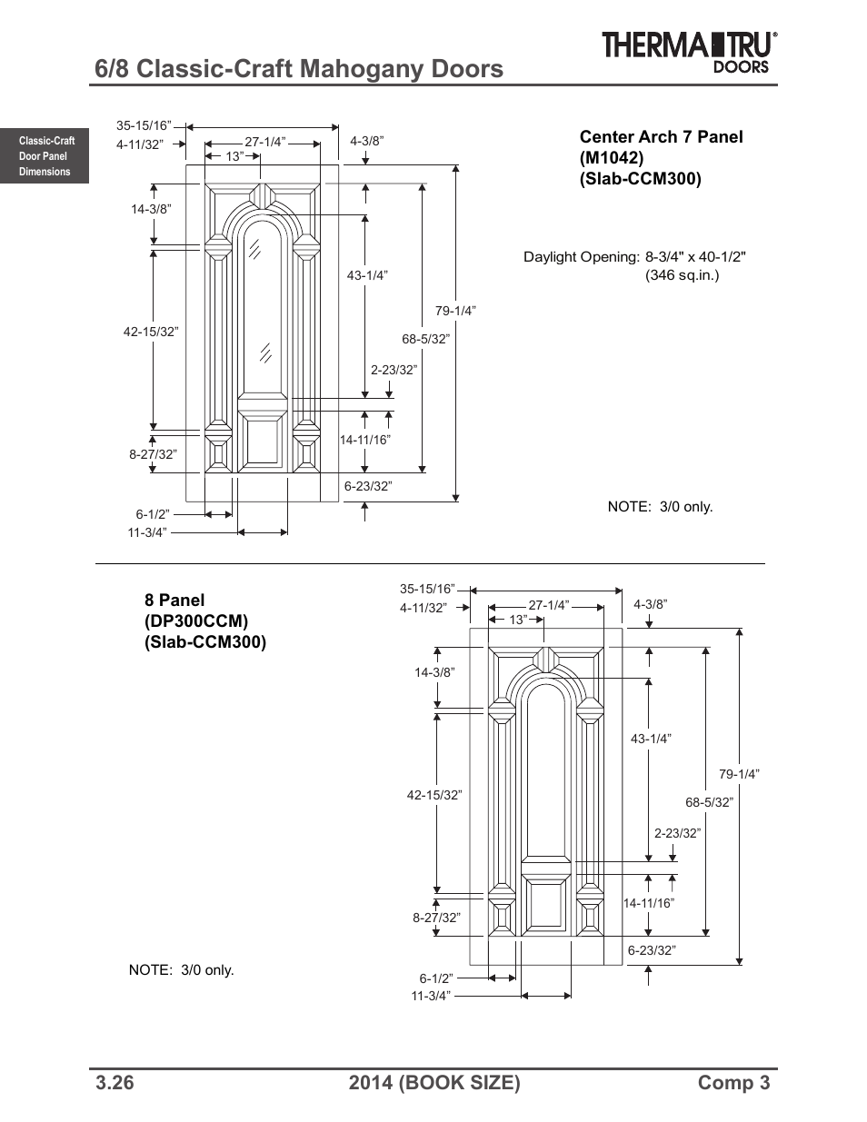 6/8 classic-craft mahogany doors | Therma-Tru COMP 3 Classic-Craft Door Panel Dimensions - Book Size User Manual | Page 26 / 68