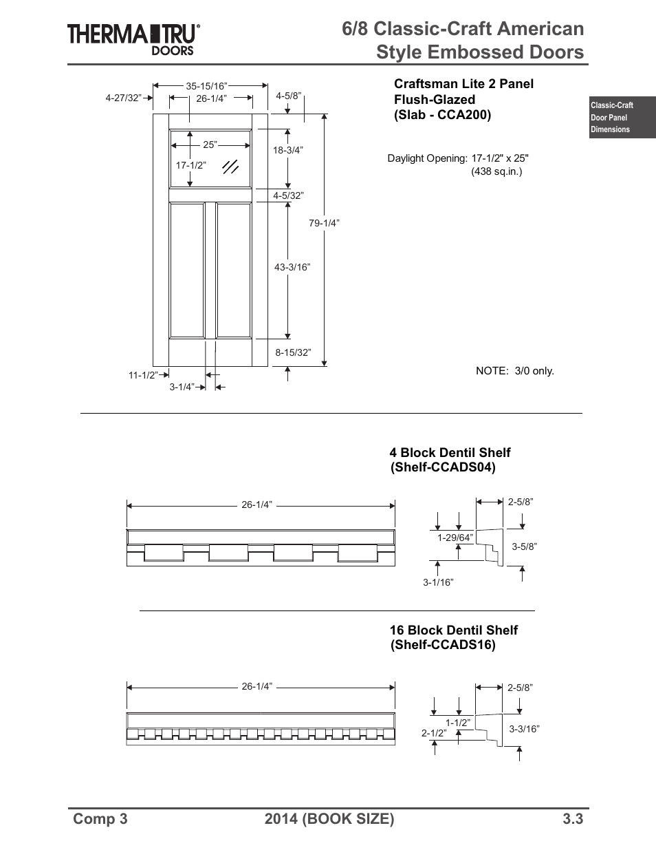 6/8 classic-craft american style embossed doors | Therma-Tru COMP 3 Classic-Craft Door Panel Dimensions - Book Size User Manual | Page 3 / 68