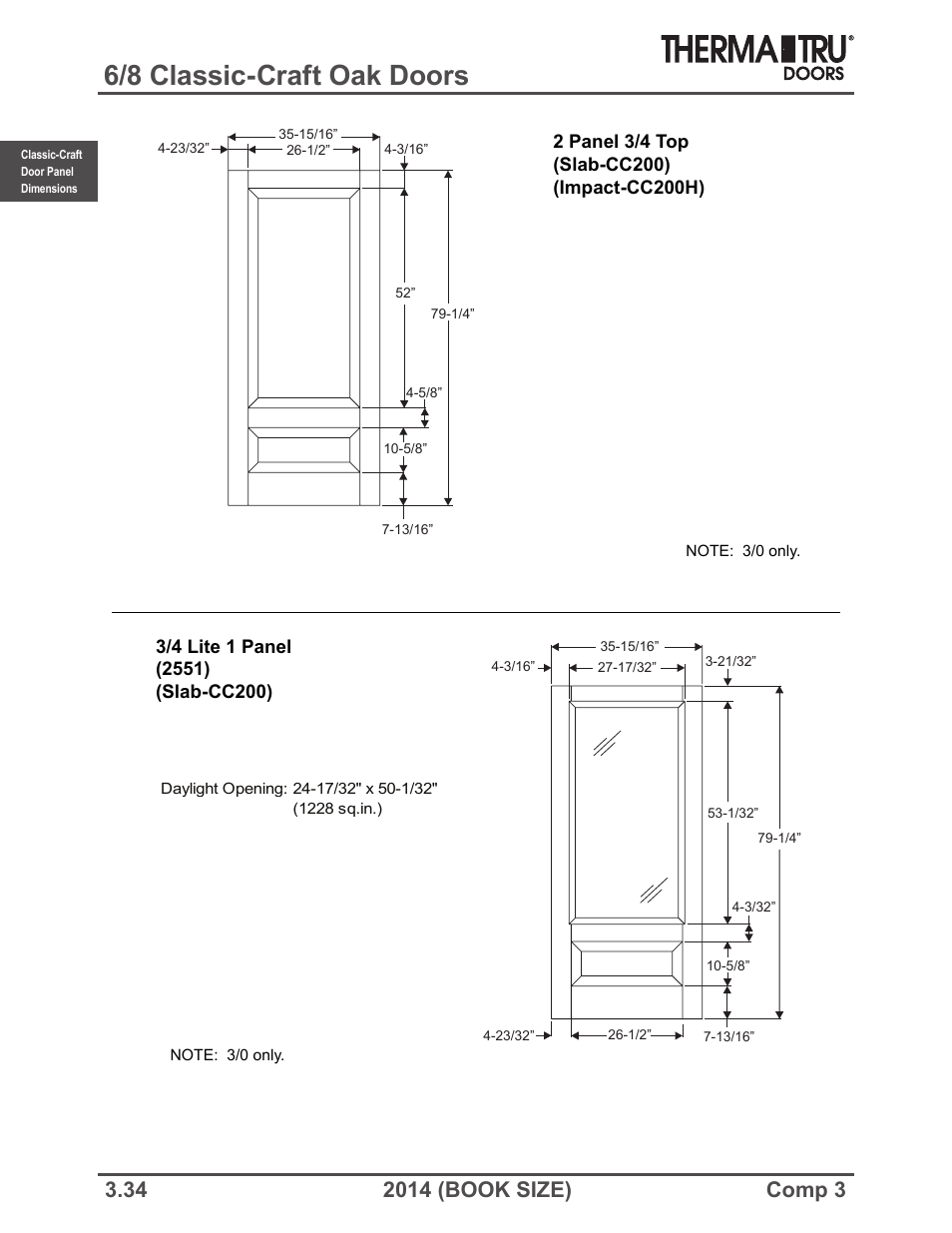 6/8 classic-craft oak doors | Therma-Tru COMP 3 Classic-Craft Door Panel Dimensions - Book Size User Manual | Page 34 / 68