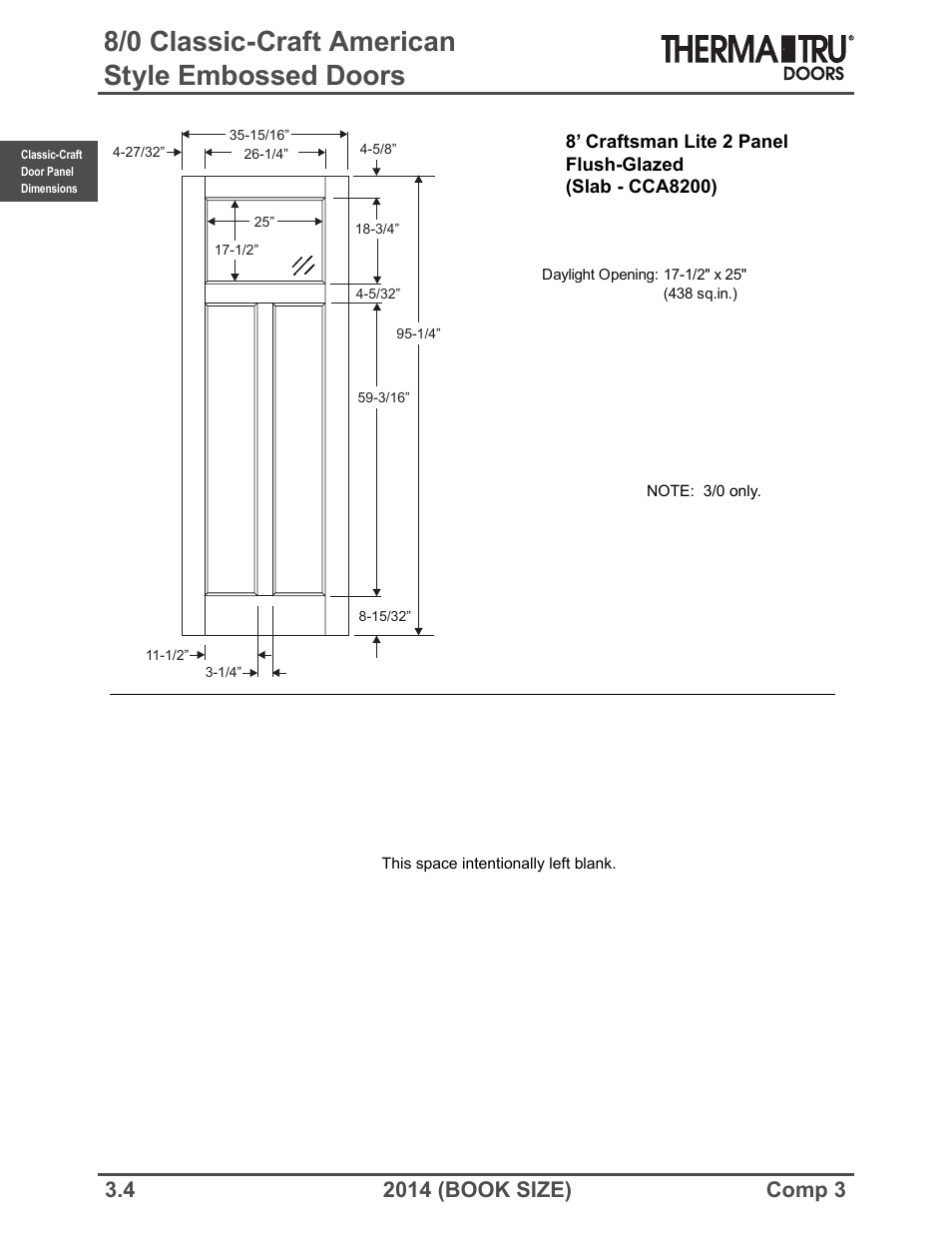 8/0 classic-craft american style embossed doors | Therma-Tru COMP 3 Classic-Craft Door Panel Dimensions - Book Size User Manual | Page 4 / 68