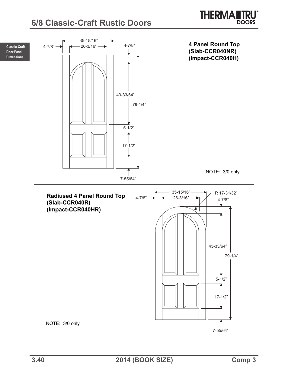 6/8 classic-craft rustic doors | Therma-Tru COMP 3 Classic-Craft Door Panel Dimensions - Book Size User Manual | Page 40 / 68