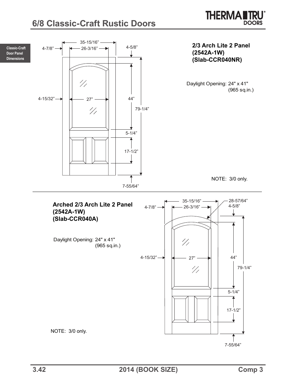 6/8 classic-craft rustic doors | Therma-Tru COMP 3 Classic-Craft Door Panel Dimensions - Book Size User Manual | Page 42 / 68