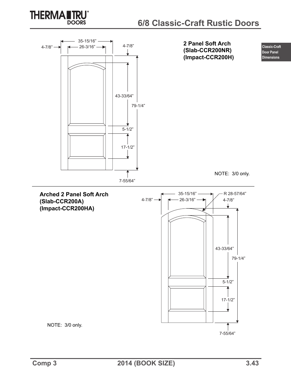 6/8 classic-craft rustic doors | Therma-Tru COMP 3 Classic-Craft Door Panel Dimensions - Book Size User Manual | Page 43 / 68