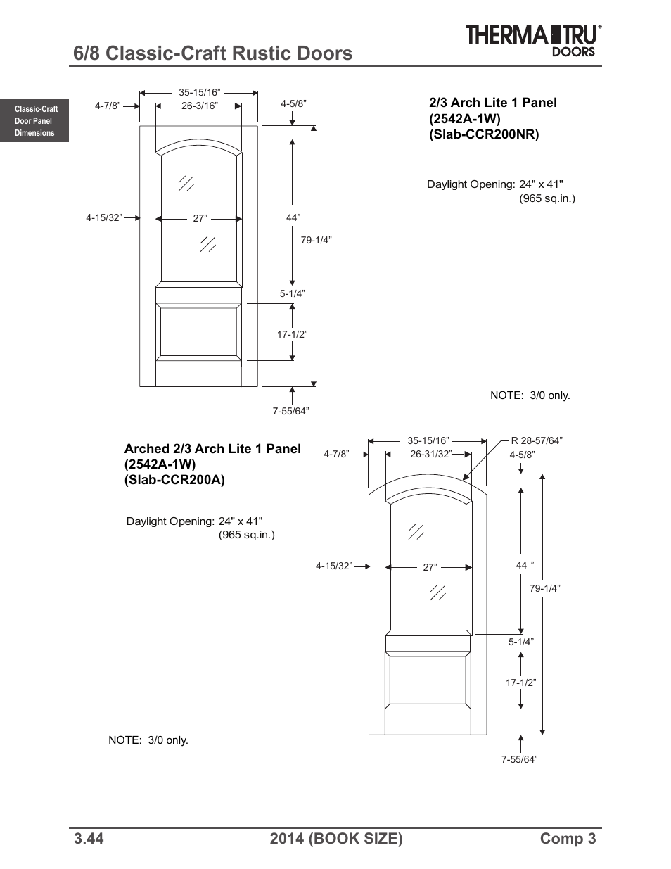6/8 classic-craft rustic doors | Therma-Tru COMP 3 Classic-Craft Door Panel Dimensions - Book Size User Manual | Page 44 / 68