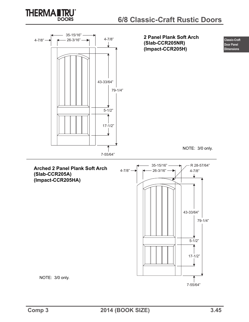 6/8 classic-craft rustic doors | Therma-Tru COMP 3 Classic-Craft Door Panel Dimensions - Book Size User Manual | Page 45 / 68