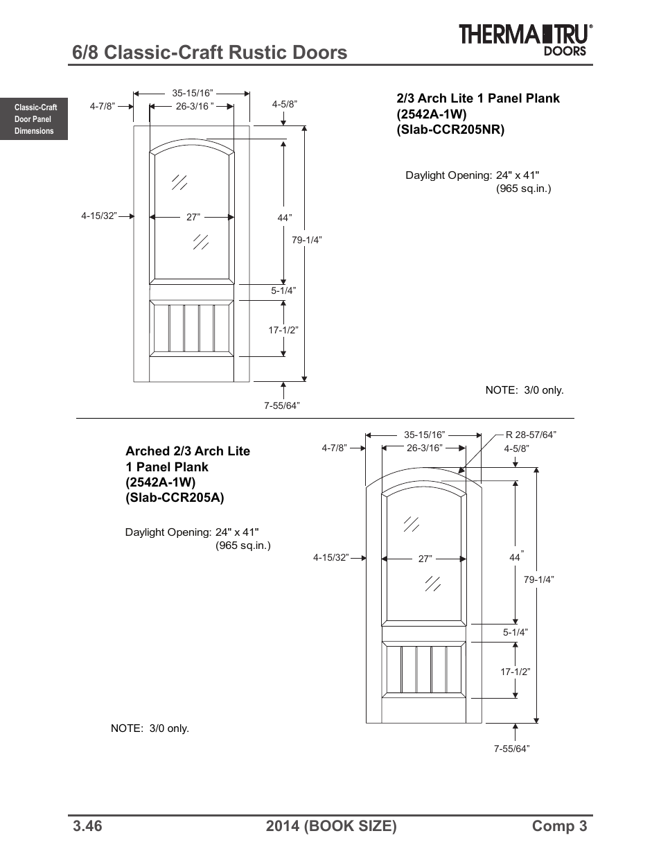 6/8 classic-craft rustic doors | Therma-Tru COMP 3 Classic-Craft Door Panel Dimensions - Book Size User Manual | Page 46 / 68