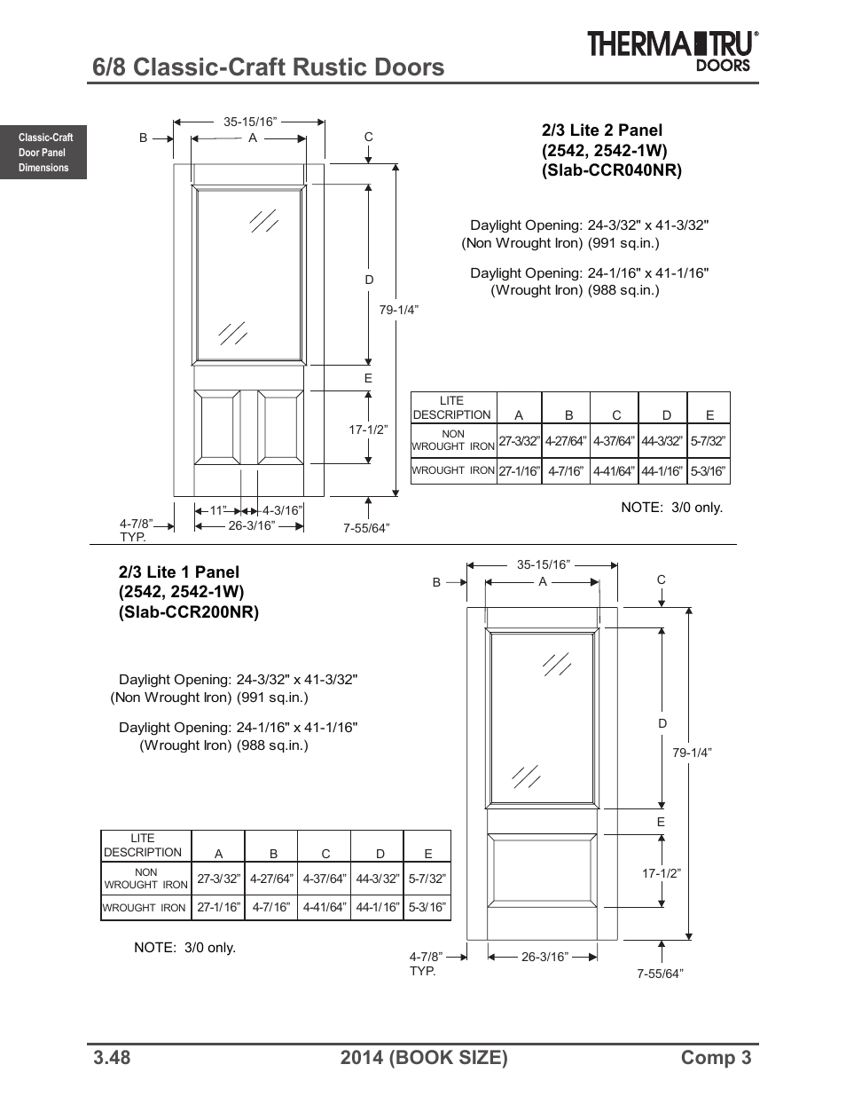 6/8 classic-craft rustic doors | Therma-Tru COMP 3 Classic-Craft Door Panel Dimensions - Book Size User Manual | Page 48 / 68
