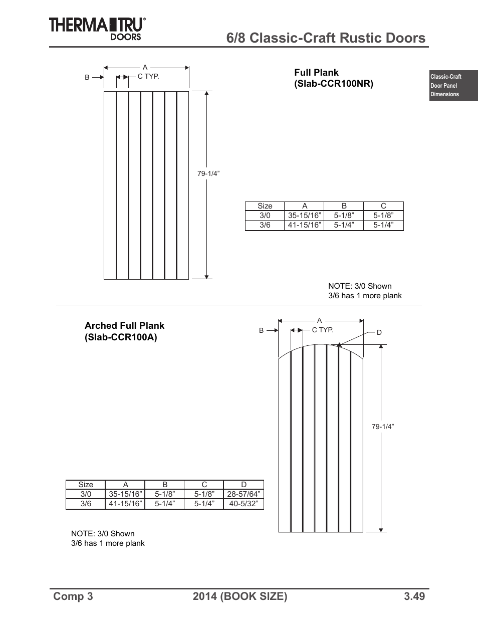 6/8 classic-craft rustic doors | Therma-Tru COMP 3 Classic-Craft Door Panel Dimensions - Book Size User Manual | Page 49 / 68