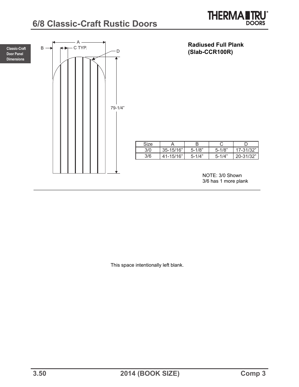 6/8 classic-craft rustic doors | Therma-Tru COMP 3 Classic-Craft Door Panel Dimensions - Book Size User Manual | Page 50 / 68