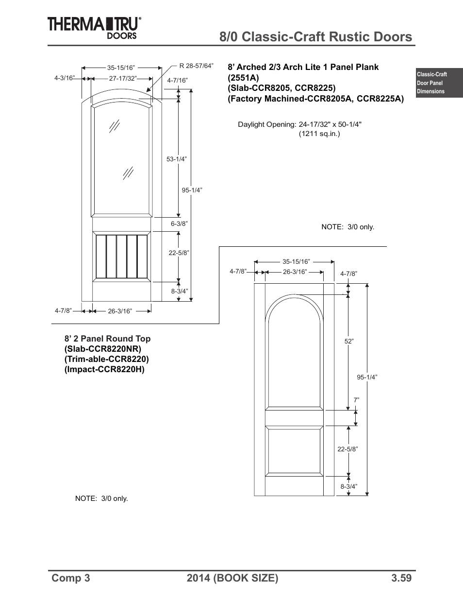 8/0 classic-craft rustic doors | Therma-Tru COMP 3 Classic-Craft Door Panel Dimensions - Book Size User Manual | Page 59 / 68
