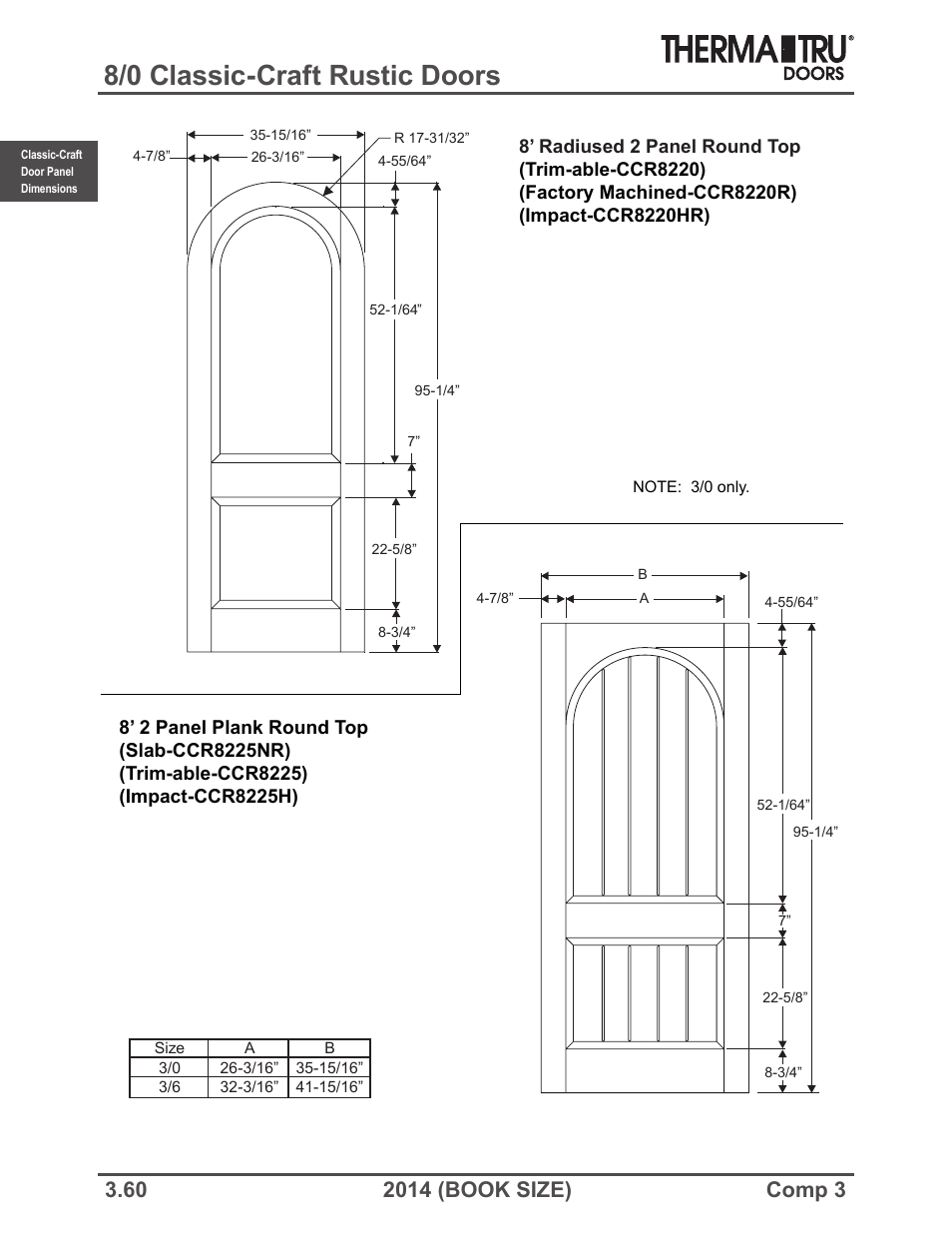 8/0 classic-craft rustic doors | Therma-Tru COMP 3 Classic-Craft Door Panel Dimensions - Book Size User Manual | Page 60 / 68
