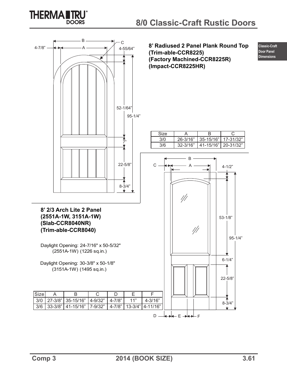 8/0 classic-craft rustic doors | Therma-Tru COMP 3 Classic-Craft Door Panel Dimensions - Book Size User Manual | Page 61 / 68