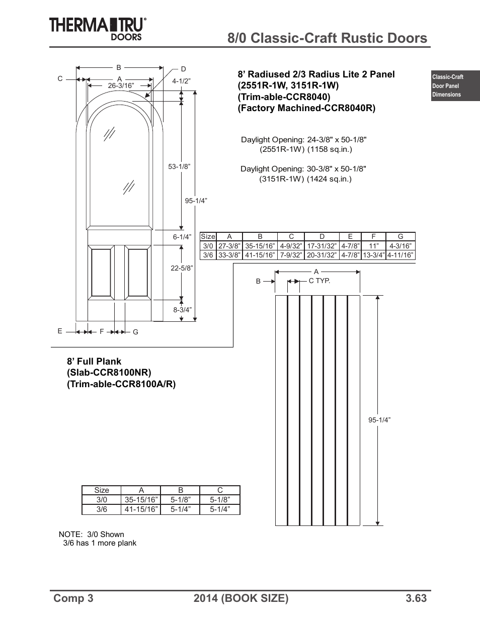 8/0 classic-craft rustic doors | Therma-Tru COMP 3 Classic-Craft Door Panel Dimensions - Book Size User Manual | Page 63 / 68