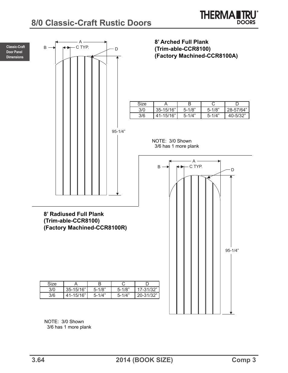 8/0 classic-craft rustic doors | Therma-Tru COMP 3 Classic-Craft Door Panel Dimensions - Book Size User Manual | Page 64 / 68