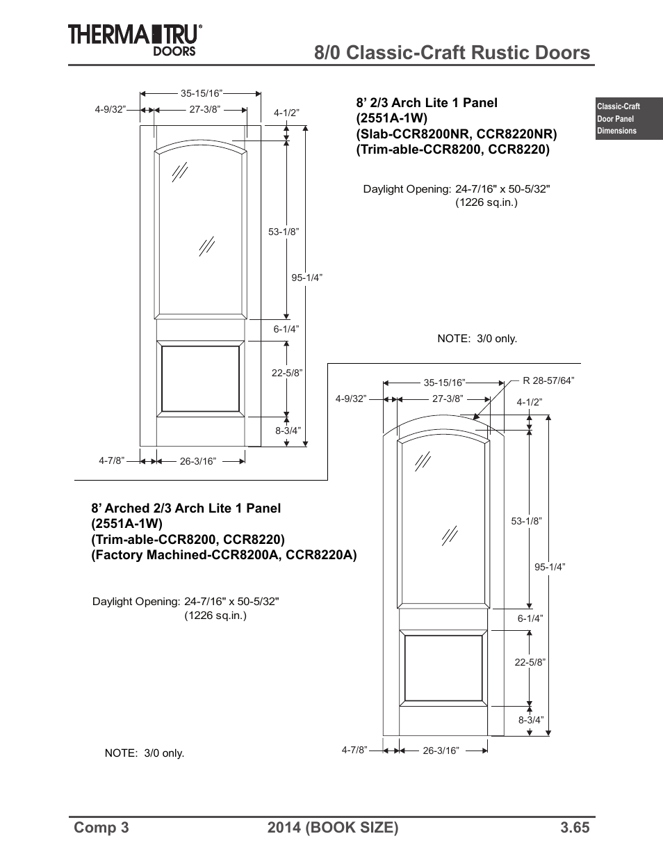 8/0 classic-craft rustic doors | Therma-Tru COMP 3 Classic-Craft Door Panel Dimensions - Book Size User Manual | Page 65 / 68