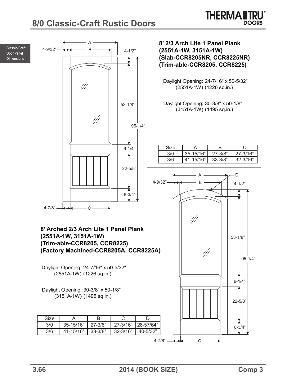 8/0 classic-craft rustic doors | Therma-Tru COMP 3 Classic-Craft Door Panel Dimensions - Book Size User Manual | Page 66 / 68
