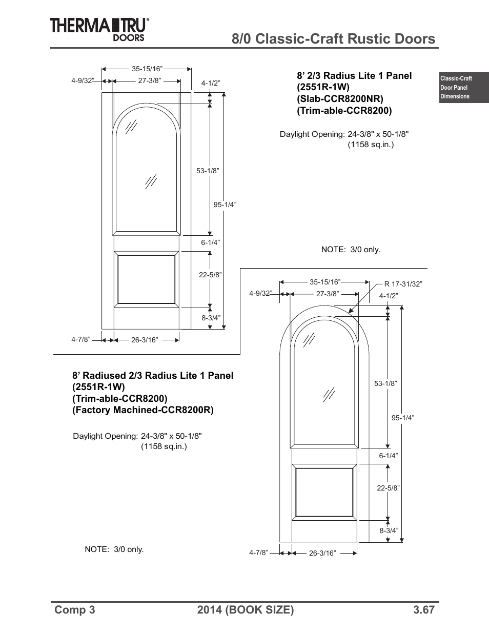 8/0 classic-craft rustic doors | Therma-Tru COMP 3 Classic-Craft Door Panel Dimensions - Book Size User Manual | Page 67 / 68