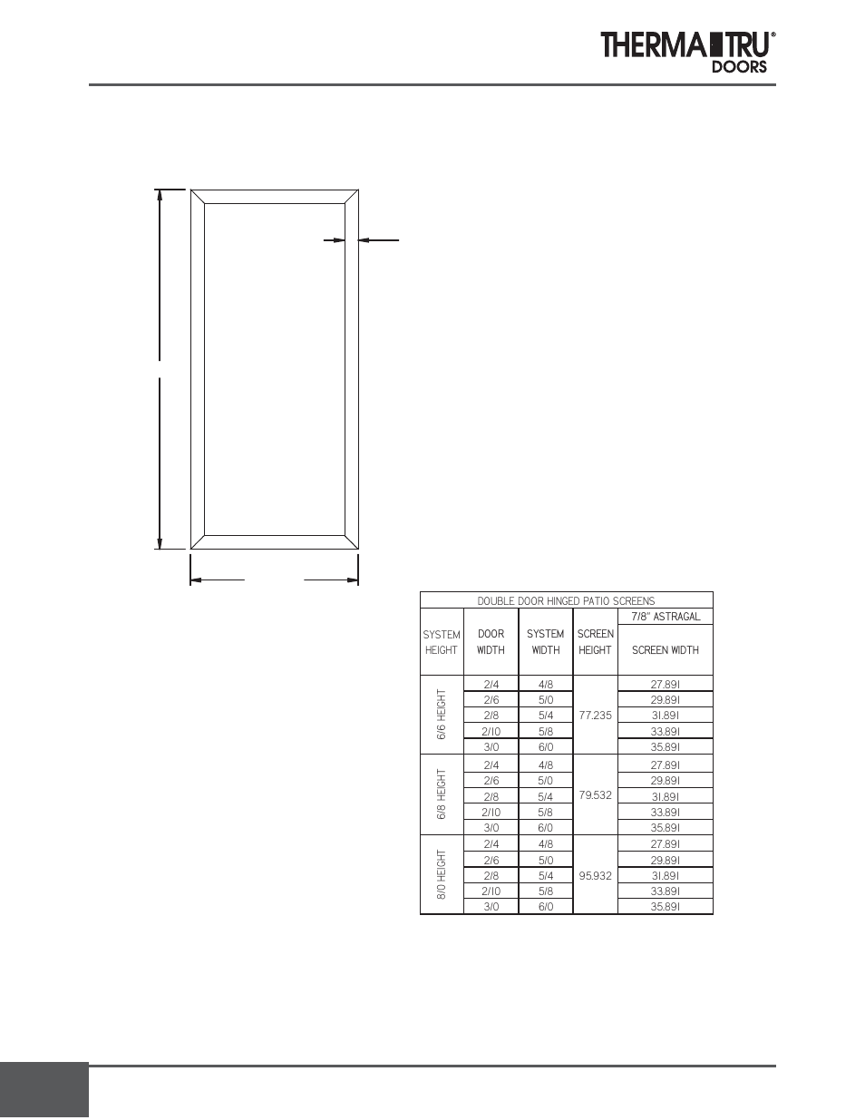 Hinged patio screens, Double door hinged patio screens | Therma-Tru COMP 18 Replacement Parts - U1 Revised User Manual | Page 4 / 14